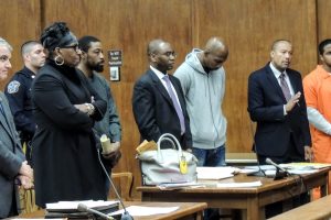 Assistant Prosecutor David Calviello, defense attorney Aishaah Rasul, defendant Louis Lucas, defense attorney Landry Belizaire, defendant Jerry Montgomery, defense attorney Ian Silvera, defendant Darrius J. Brown.