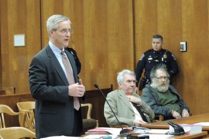 Prosecutor Thomas Kearney, attorney Robert N. Kalisch Jr., defendant Stephen Baldino