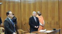 Prosecutor Anthony Talarico, defense attorney Michael DeBlis, defendant Michael Sampson
