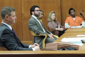 Prosecutor Paul DeGroot, Homicide; defense attorney Jose Torres of Passaic, defendant Nyje "Mookie" Johnson, defense attorney Diane D'Alessandro of West Milford, defendant Jeavonte Dennis.